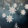 3D Artificial Snowflakes Paper Garland Banner Christmas Decorations for Home Winter Birthday Party Fake Snow New Year Ornaments
