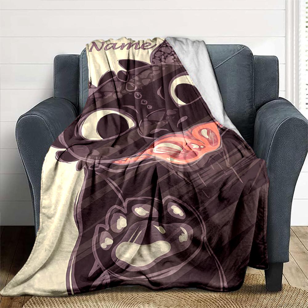 Customiz Name Personality How To Train Your Dragon Toothless Blanket Soft &Warm Sofa Office Bed Travel Lunch Break Blanket, Gift Suitable All Seasons