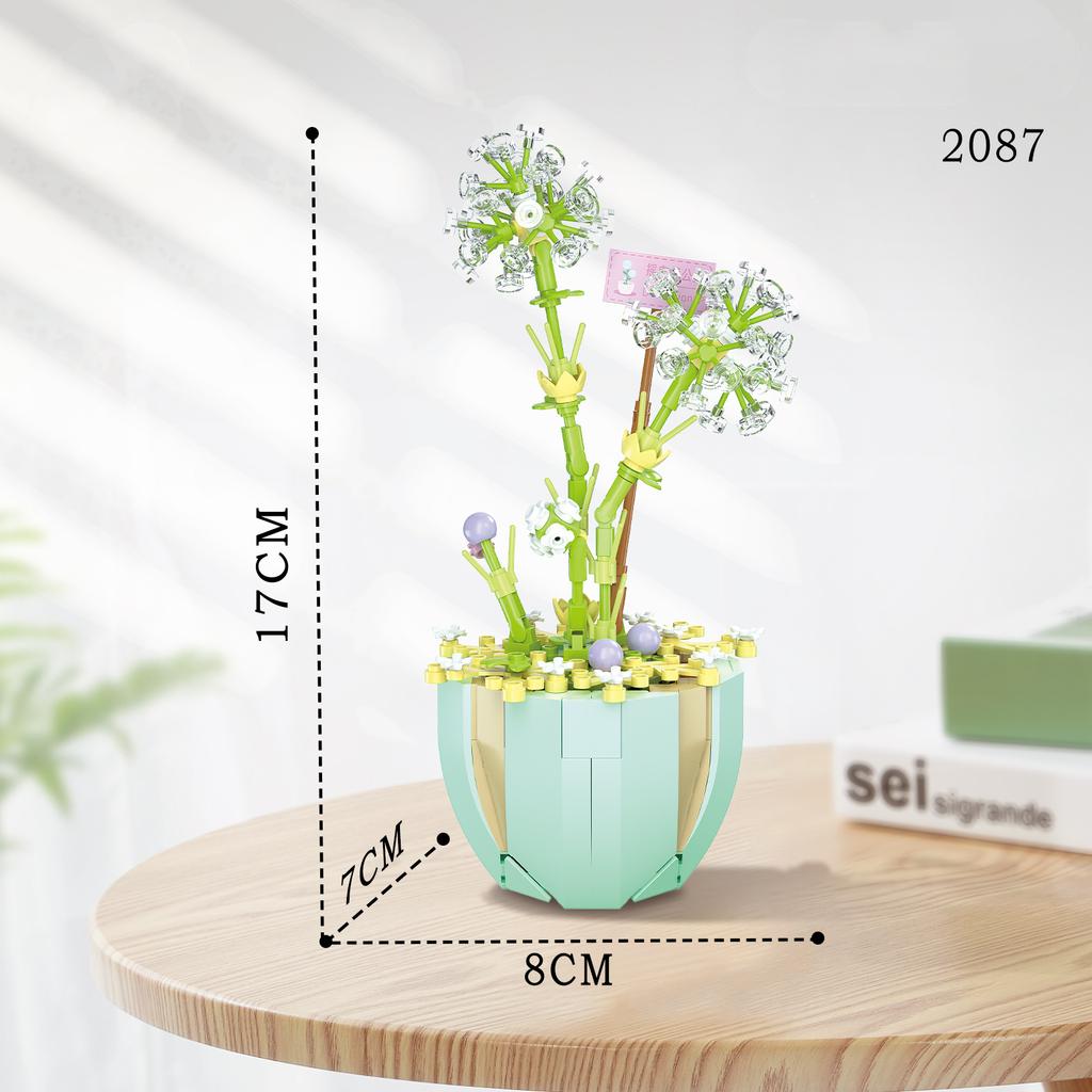 Non-Toxic Rose Flower Building Block Brick Eternal Bouquet Prickly Pear Model Plant Decoration Educational Toy For Kids Birthday Gift