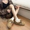 Japanese big head autumn and winter new thick velvet warm cotton shoes women's shoes Maillard color non-slip retro fluffy casual shoes