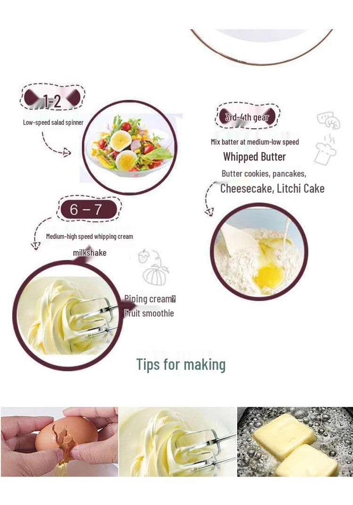 Electric Desktop Egg Beater and Small Dough Mixer with Stainless Steel Whisk