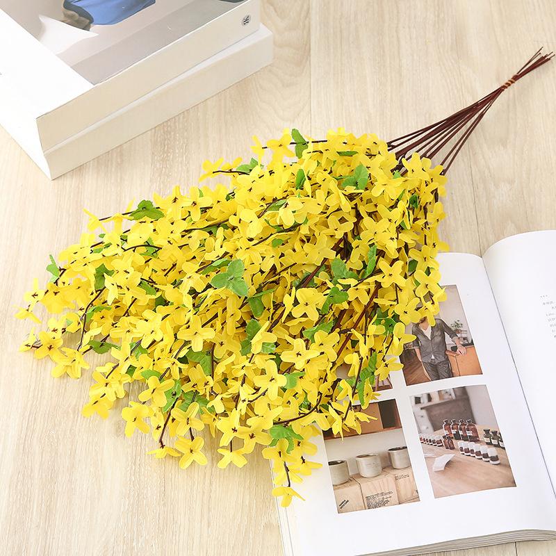 10pcs Artificial Flowers, Long Stem Yellow Winter Jasmine, Flowers Picks for Home Wedding Valentine's Day, Birthday, Mother's Day Decor