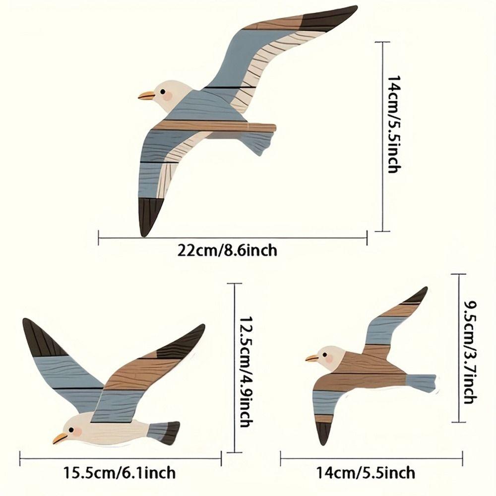 Fashion 3PCS Set Seagull Wall Decorations Coast Theme Handcrafted Wall Art Wooden Marine Bird Decor Home Decoration