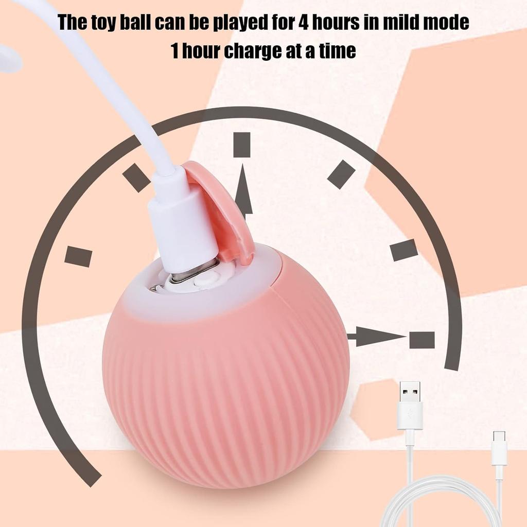 Zabawka do ćwiczeń dla zwierząt, piłka do pogoni, interaktywna piłka dla kota, automatyczna, samorotująca piłka toczna 360°, ładowana przez USB, zabawki dla zwierząt