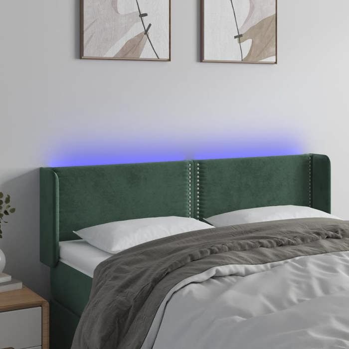 VidaXL Tête de Lit à LED Meuble de Chambre à Coucher Accessoire de Lit Double Tête de Cadre de Lit Intérieur Vert Foncé 3123147