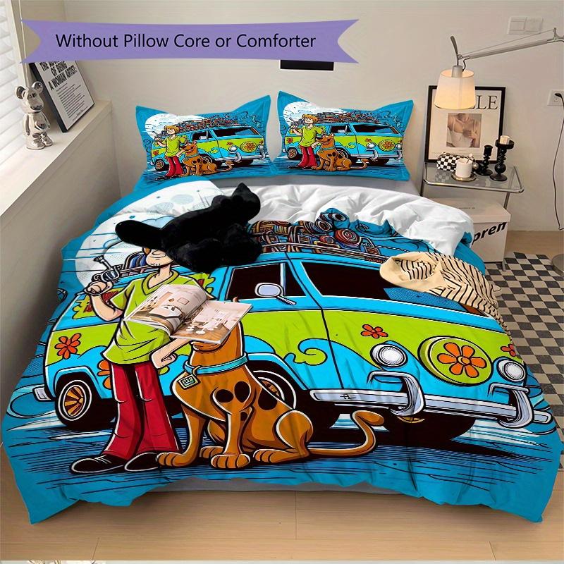 

3pcs Scooby Doo Mystery Machine Adventure Quilt Set Soft and Comfortable Bedroom, Guest Room and Dorm Decor Bedding Set F074 250x220cm