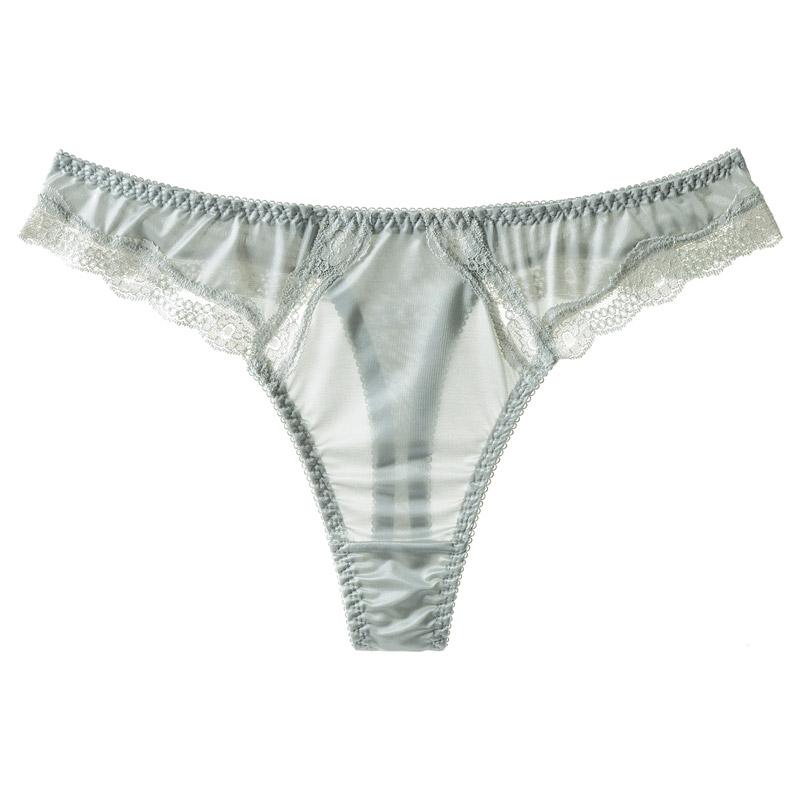 Woman Underwear Thongs Sexy Ice Silk Low-Rise Solid Panties With Lace Lingerie Female Intimates