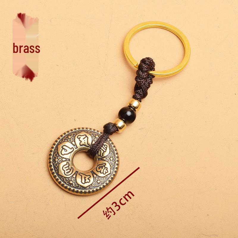Brass Keychain: 2024 Tai Sui Jiachen Dragon Year Pendant with Mountain Ghost Money and Six-Character Mantra Gawu Box.