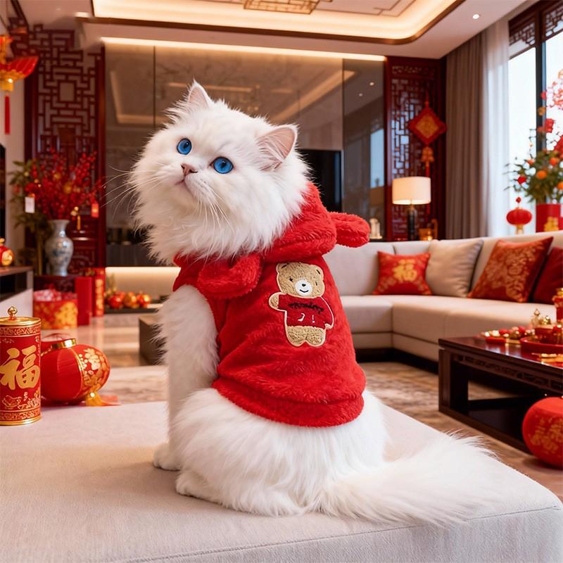 Winter Pet Hooded Coat Small Dogs - Coral Fleece Warm Outfit In Coffee Purple Apricot Red Blue