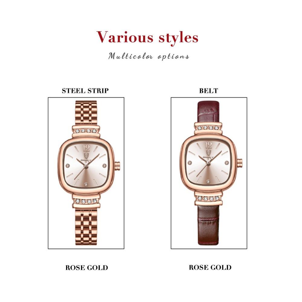 POEDAGAR Luxury Ladies Square Watch Rose Gold Stainless Steel Band with Waterproof Casual Quartz Wristwatch for Women