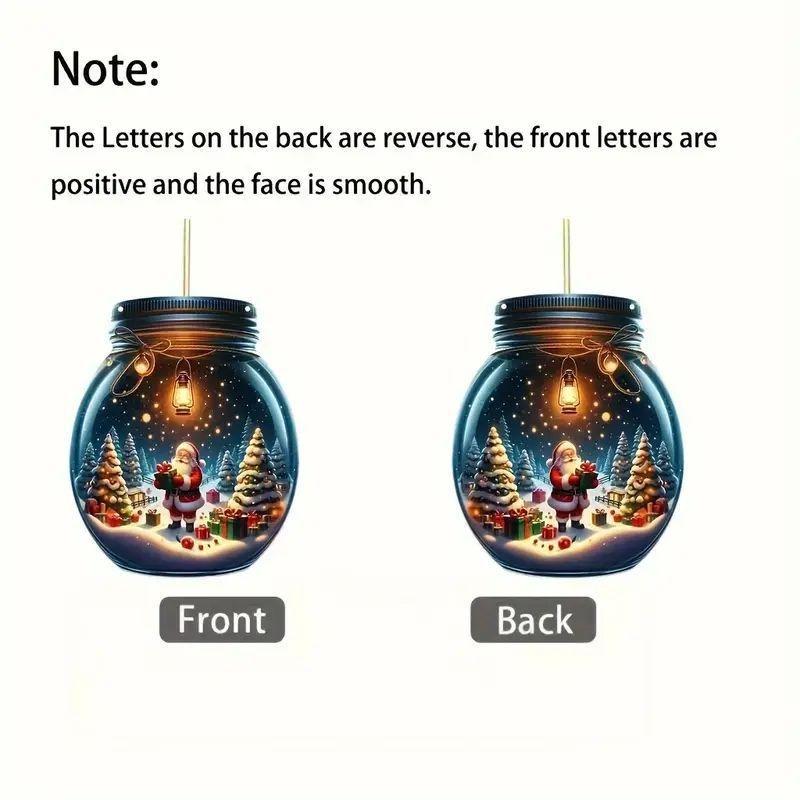 8CM Acrylic Wishing Bottle 2D Flat Pendant Car Pendant Ornament Christmas Ornament Christmas Tree Pendant