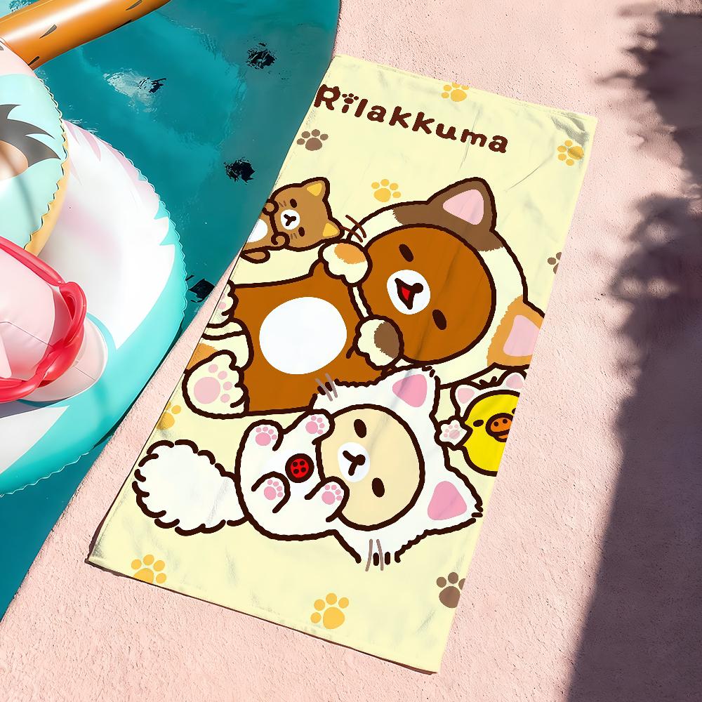 Cartoon Cute R-Rilakkuma-S Cute Towel Sports Quick Dry Travel Camping Gear Sandproof Soft Light Large Beach Towel