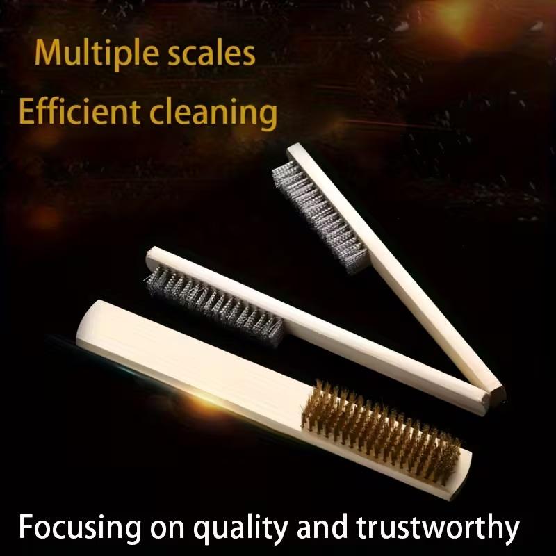 2pcs Heavy-Duty Copper Wire Brush Set-Effective Brush with Sturdy Handle for Paint Scrubbing Removing Unfinished Metal Etc