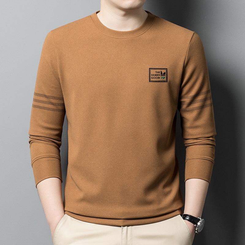 Spring and Autumn New Men's Round Neck T-Shirts for Young and Middle-aged Casual Trendy Sweaters Bottoming Shirts