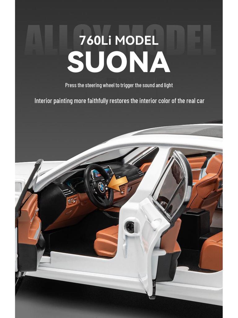 1:24 Bao 760LI Alloy Car Model with Pull Back Action, Sound & Light - Children's Toy & Indoor Ornament, TikTok-Recommended.