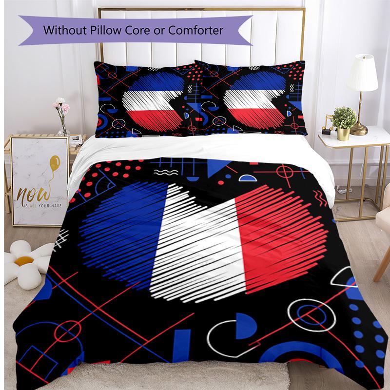 Juego de Ropa de Cama Estampada France Football de 3 Piezas Juego de Cubre Cama Acogedor y Transpirable como Regalo de Inauguración o Festivo