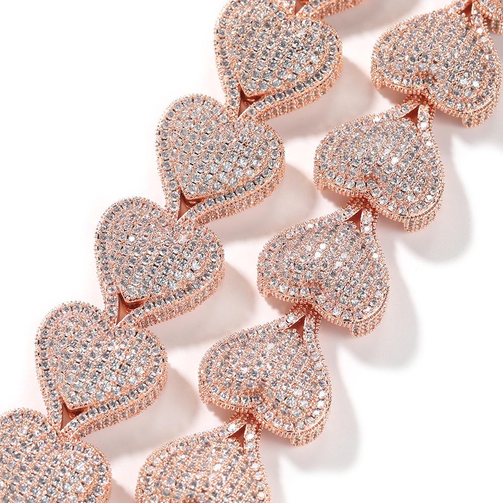 THE BLING KING Heavy Heart Bracelet Micro Paved Out Cubic Zirconia Link Best Gift For Women Girl Hiphop Jewelry