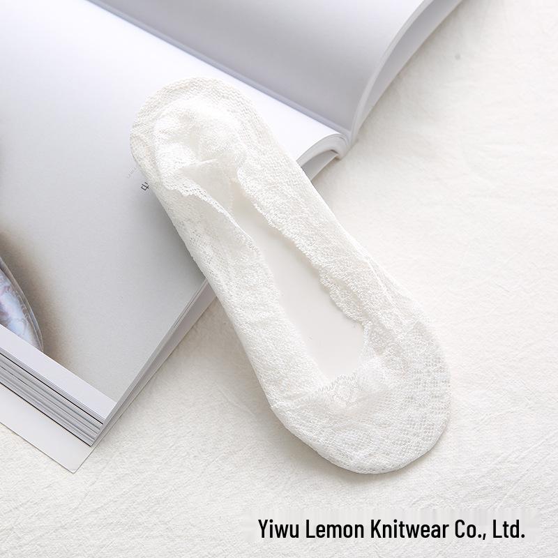 

Женские летние кружевные нескользящие невидимые носки - Тонкие, с низкой посадкой, универсальные Card Set White белый