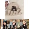 Expression Pattern Embroidery Knit Hat Women Autumn Winter Warm Thick Earmuff For Casual Outdoor Use