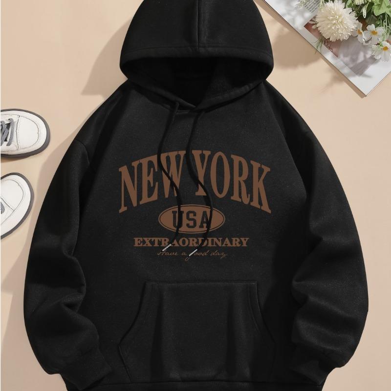 

Худи с принтом букв, повседневный худи с длинным рукавом на шнурке для зимы и осени, женская одежда 3XL