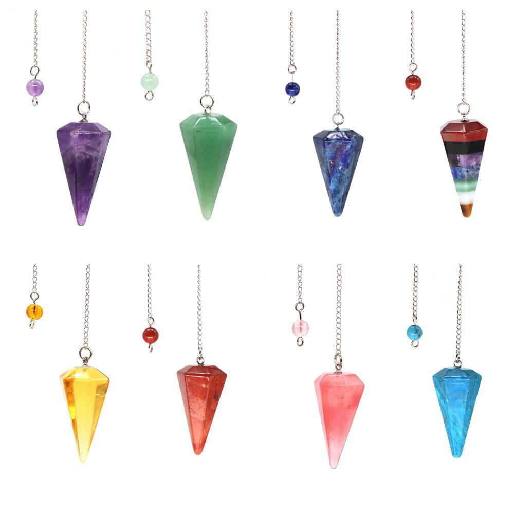 Natural Stone Quartz Agates Pendant Reiki Healing Crystal Cone Amethyst Charm Gems Pendulum Chakra Wicca For Divination Dowsing