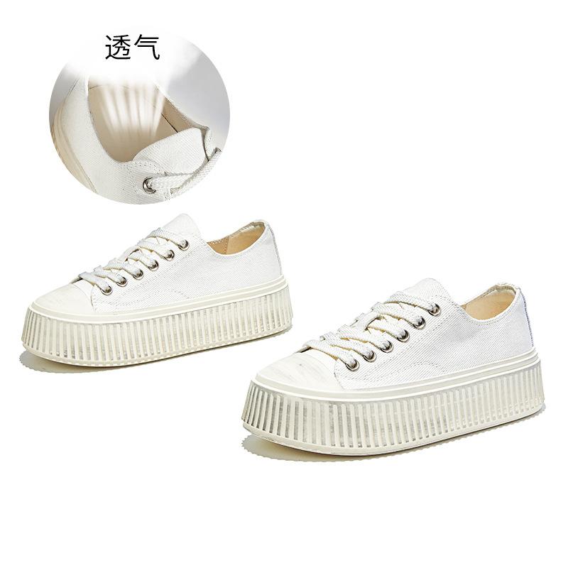 

Новые парусиновые туфли 2025 осень ретро полированные туфли-печенье повседневные маленькие белые туфли женские туфли на толстой подошве модная женская обувь 40 бежевый