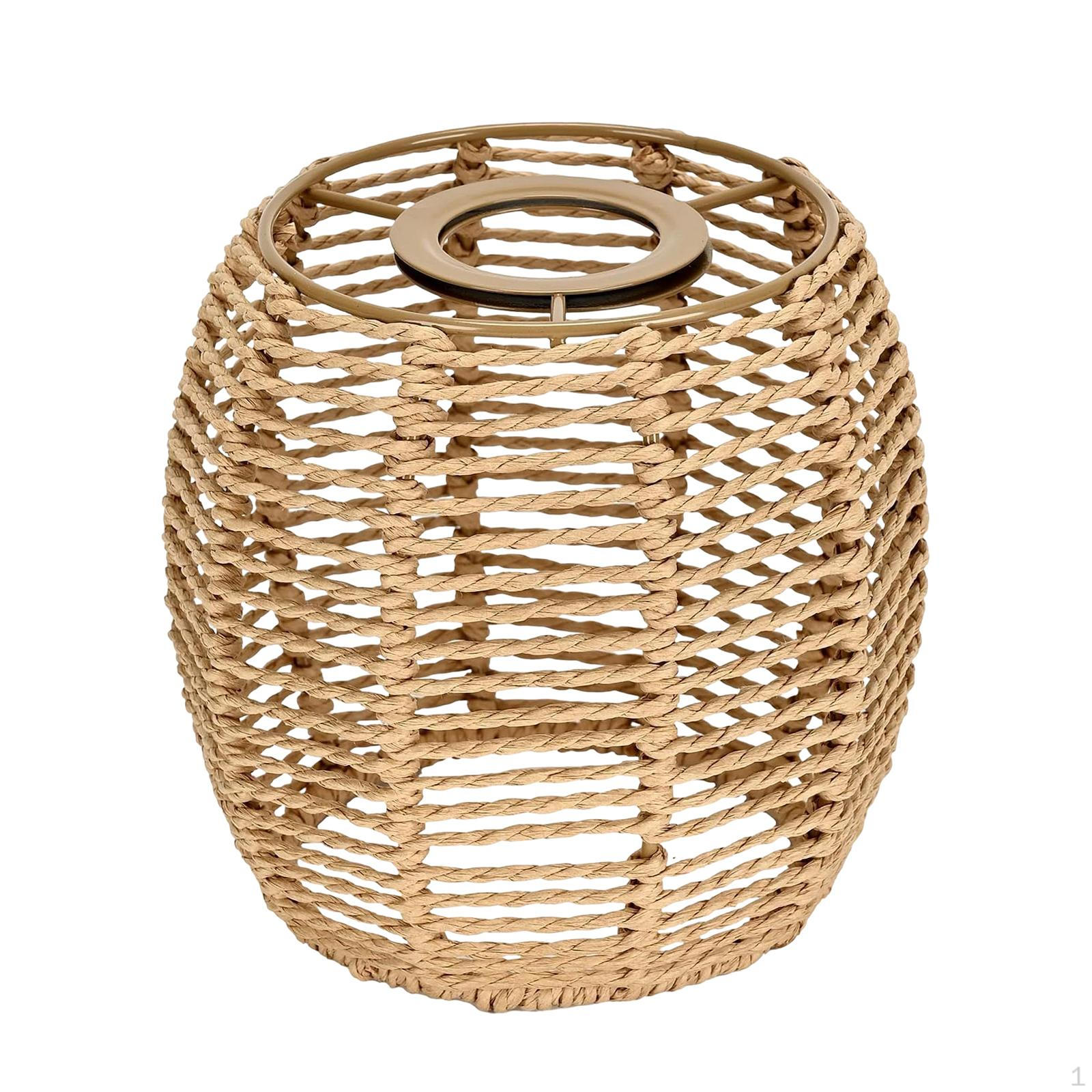 

Paper Rattan Lamp Shade Replacement E27 E26 Compatible Casual Country Cottage Rope Woven