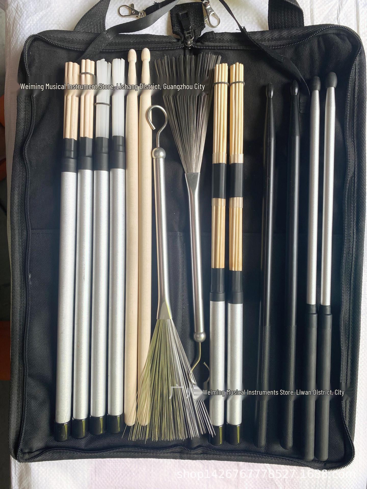 2022 Multi-Material Drum Brushes & Drumstick Set - Includes Metal, Nylon, Wood, Bamboo for Jazz Drum Accessories