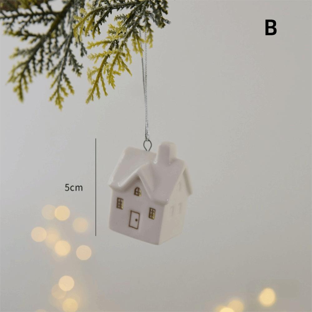 Ceramic Crafts Christmas Ceramic House Pendant Painting Pendant Ornament Merry Christmas Party