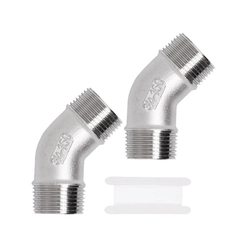 Pair Of 45 Degree Elbows Steel Rustproof Pipe Couplers Temperature Resistant Pipe Elbow Upgrades For Gas Water Systems