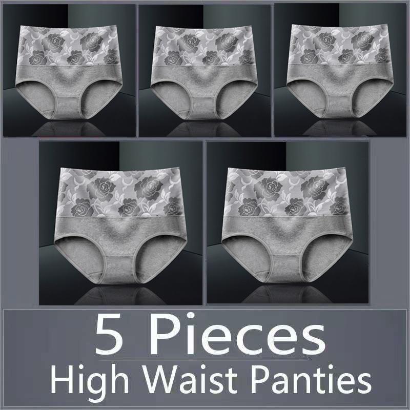 5pcs Women's Panties Pure Cotton Breathable High Waisted Panties Women's Plus Size Underwear