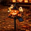 Creative Halloween Gifts Solar Pumpkin Garden Stake Light, Waterproof LED Yard Decoration with Light Wizard Hat And Ghost, Outdoor Walkway Patio Lawn