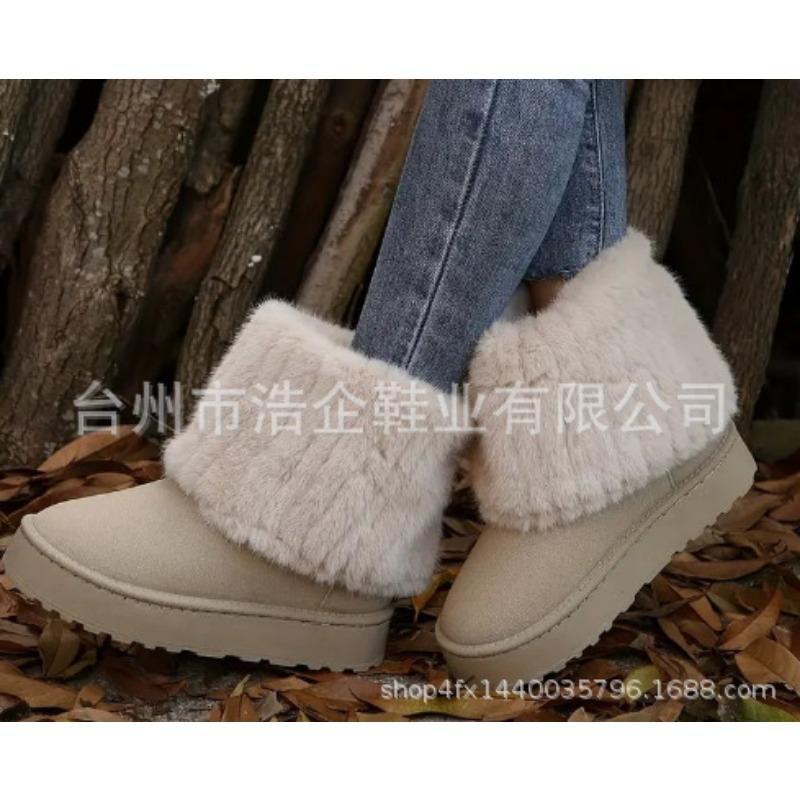 Schuhe Herbst und Winter Bosi neue dicksohlige runde Zehen flauschige Hosenstiefel kurz Le lässige Schneestiefel