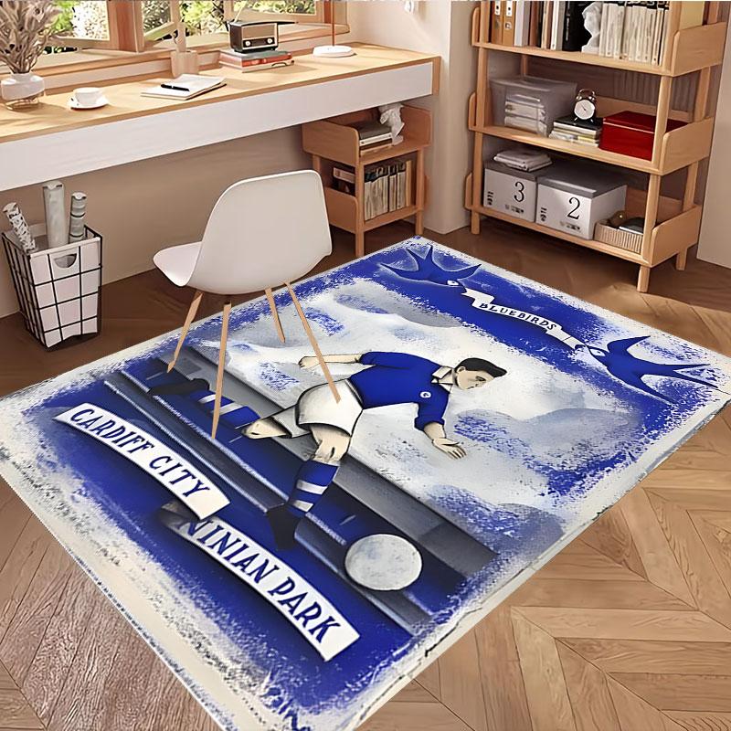 Cardiff City FC Print Rug, Washable Floor Carpet, For Entryway Dorm Laundry Room Office Study, Home Decor Birthday Christmas Gift