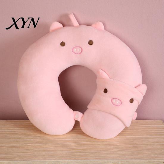 Travel Pillow with Eye Mask 1 Set U-Shaped Mask, Neck Support Pillow, Cute Animal Soft U-shaped Design, for Road Trip Flight Pain Relief