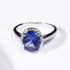 8*10mm Created Nano Tanzanite Oval Wedding Fine Jewelry 925 Sterling Silver Tanzanite Rings