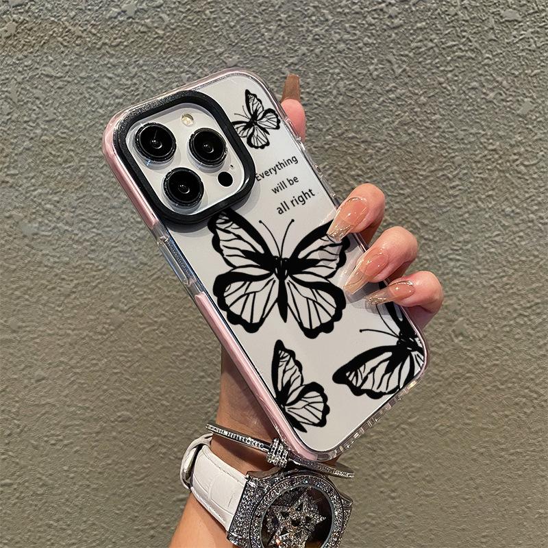Europe and the United States Hot-selling Anti-drop Tpu Transparent Mobile Phone Case Iphone15pro English Butterfly Mobile Phone Case Apple 17 Soft