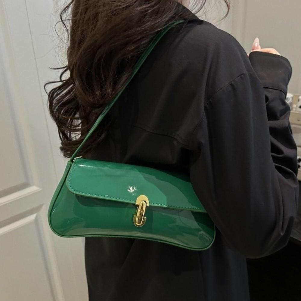 Fashi Flap Decor Vintage Underarm Bag Solid Color PU Small Square Shoulder Bag Versatile Simple Tote Bag Dating