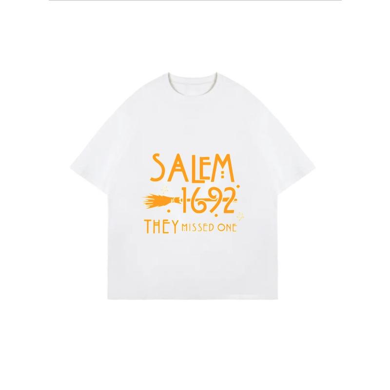 White Oversized T-Shirt Salem 1692 They Missed One Witch Broom Print Casual Summer Top For Women And Girls