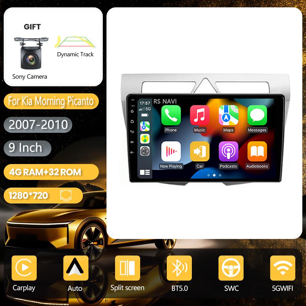 Android 16 Carplay Auto for Kia Morning Picanto 2007 - 2010 BT Video Car Radio DAB+ Multimedia Plug and Play Navigation WIFI+4G