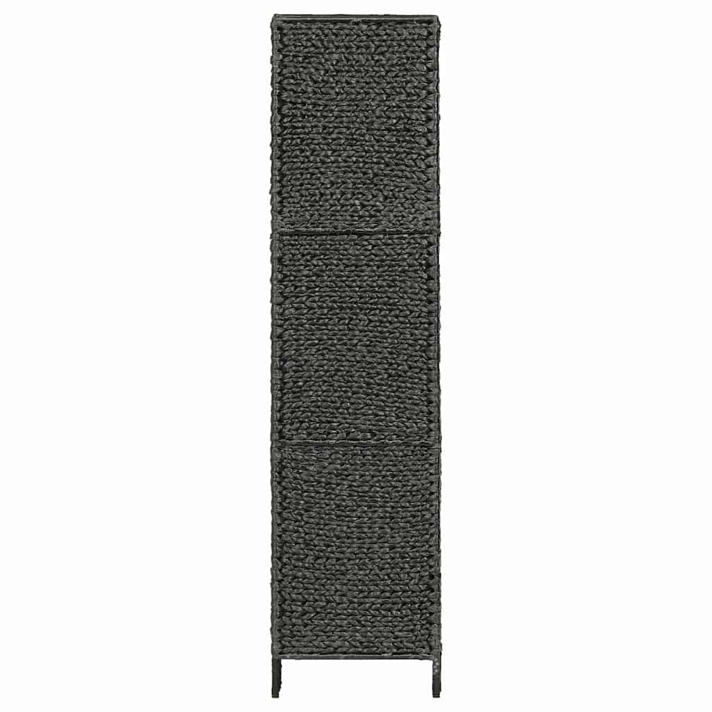 4 Panel Black Room Divider 154 * 160 Cm Woven Water Hyacinth