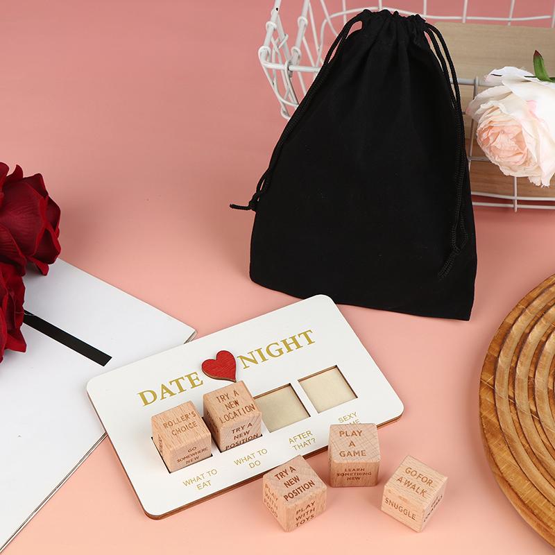 Date Night Dice, Take Out Dice For Couples, Portable Couple Wooden Dice Kit For Adults Women Men Husband Girlfriend Boyfriend Ch