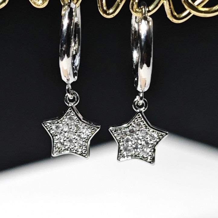 

Seiko Glossy Star Dangle Zircon Ear Cuff Earrings - Exquisite Luxury Circle Design
