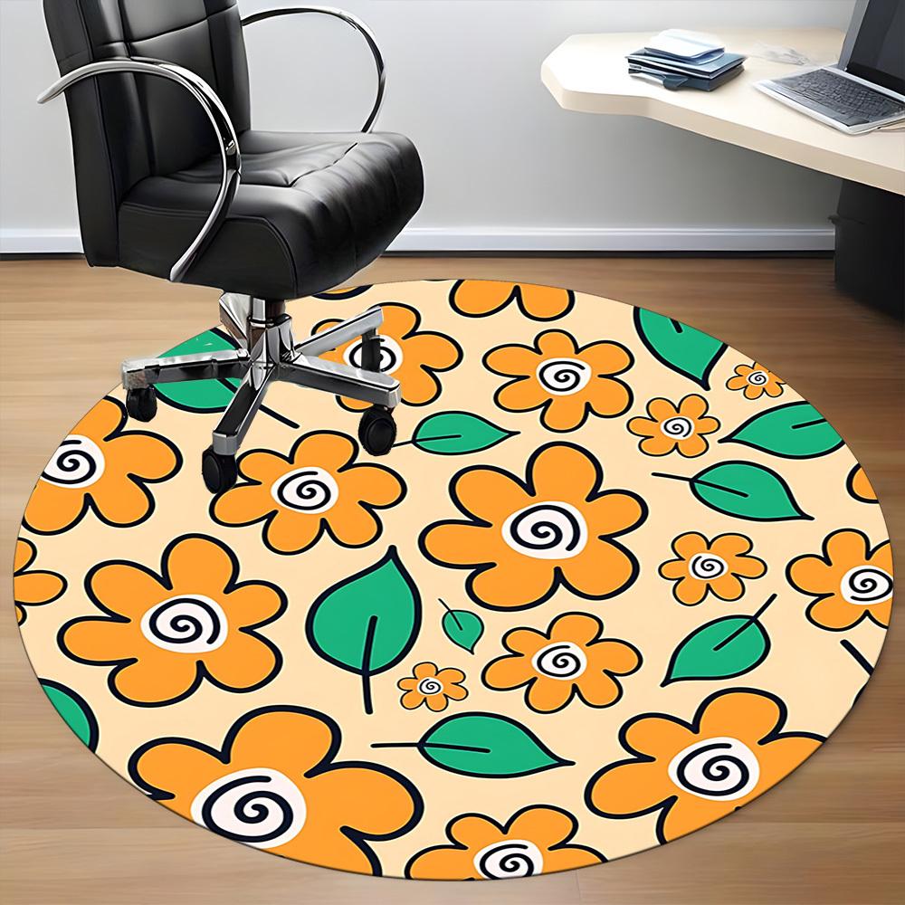 1pc Floral Pattern Chair Carpet for Office, Soft Flannel Throw Mat, Perfect for Office, Holiday Party Decoration Choice yy260320089