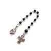 QIGO Vintage Black Glass Rosary Cross Bracelets For Men Women Religious Jewelry