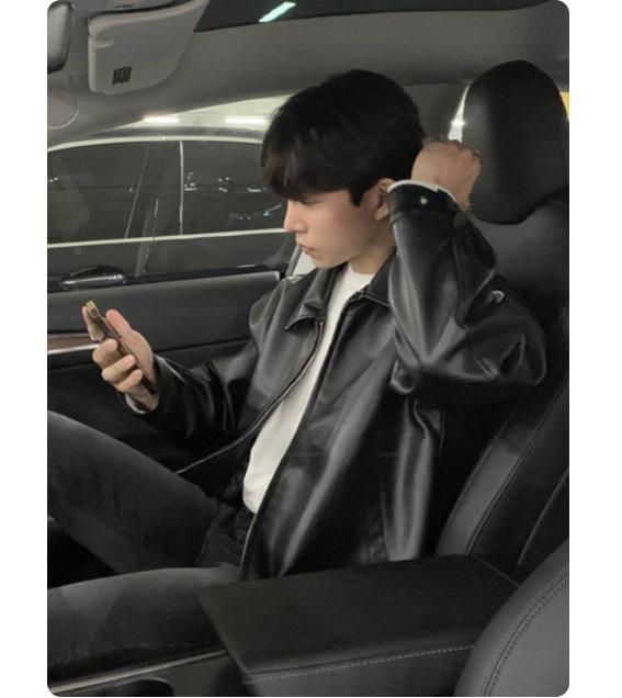 Men's Black Leather Pilot Jacket - Spring/Autumn Trendy Retro Motorcycle Style