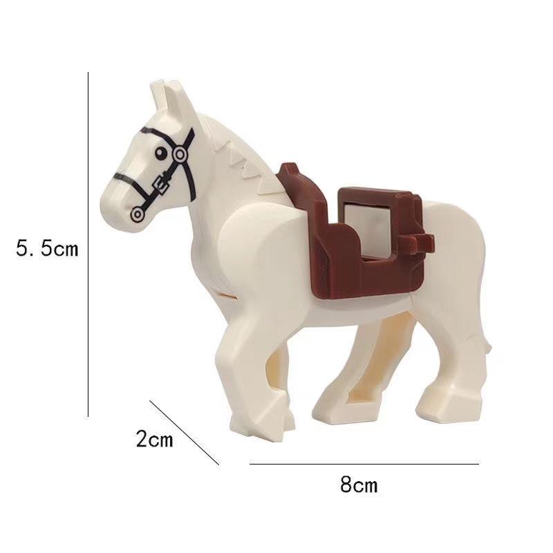 Military Mini Figure Accessories: Tricolor Saddle and War Horse Building Blocks