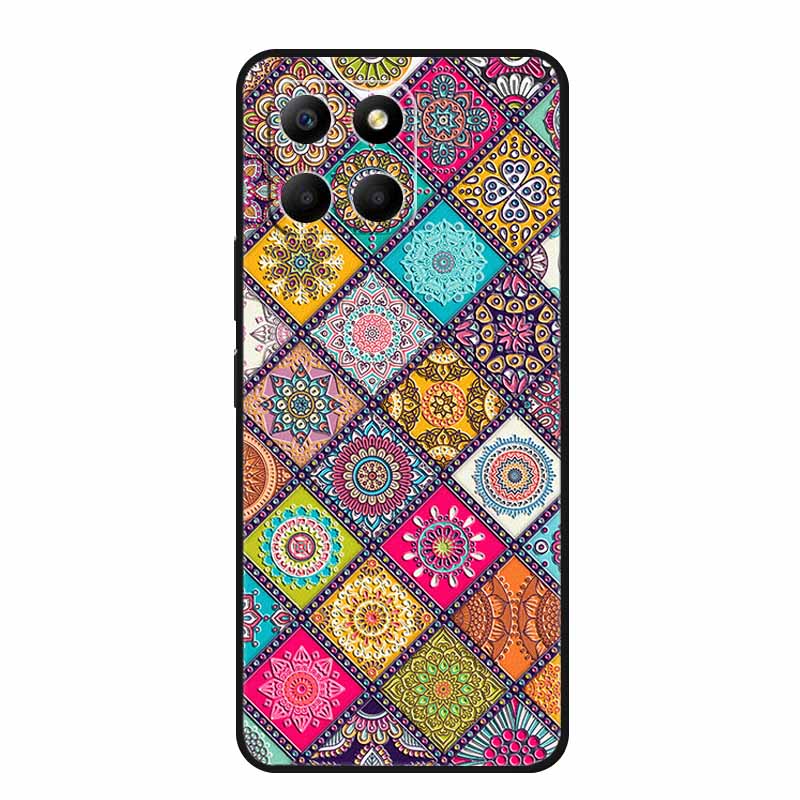 3D Emboss Case For Honor Play 9A 2024 X5b Plus X8C X6C 4G Phone Case 9 A X 8 6 C Coque Flowers Black Silicone Soft Back Cover