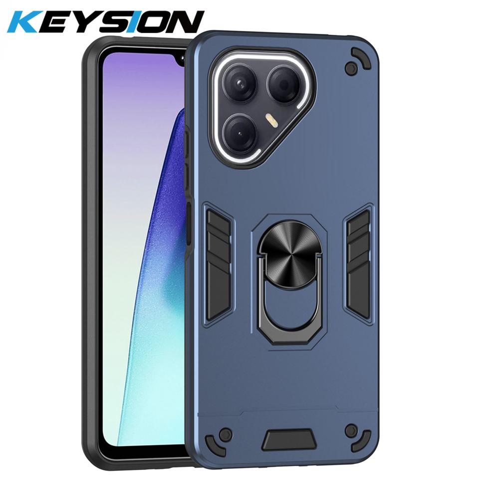 

KEYSION Противоударный бронированный чехол для TECNO Pova 7 4G 5G Силикон+ПК Металлическое кольцо-подставка Задняя крышка для телефона для TECNO POVA 7 Ultra 5G for Tecno Pova 7 5G синий