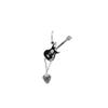 Personalized Y2K Black Guitar Chain Earrings, Sweet And Cool Peach Heart Pendant Earrings, Premium Earrings.